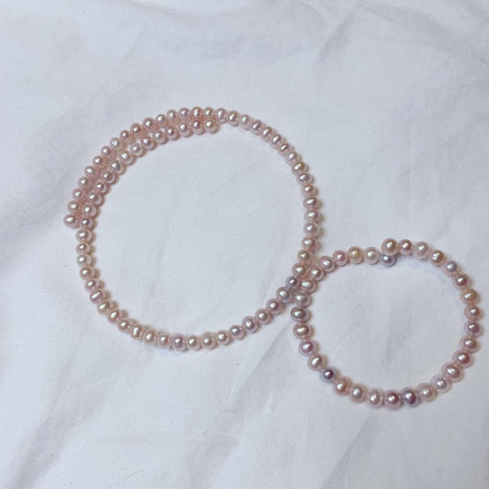 Pink pearl Necklace and Bracelet💕✨
